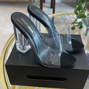 Fashion Nova Transparent and Black Heels